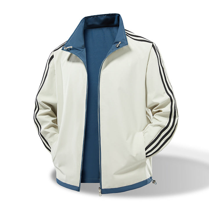 Herren  leichte Trackjacke mit Kontrast-Dreistreifenärmeldetail Drune