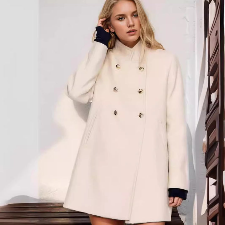 Damen eleganter Duffle-Mantel mit doppelter Knopfleiste und luxuriösen Details Drune