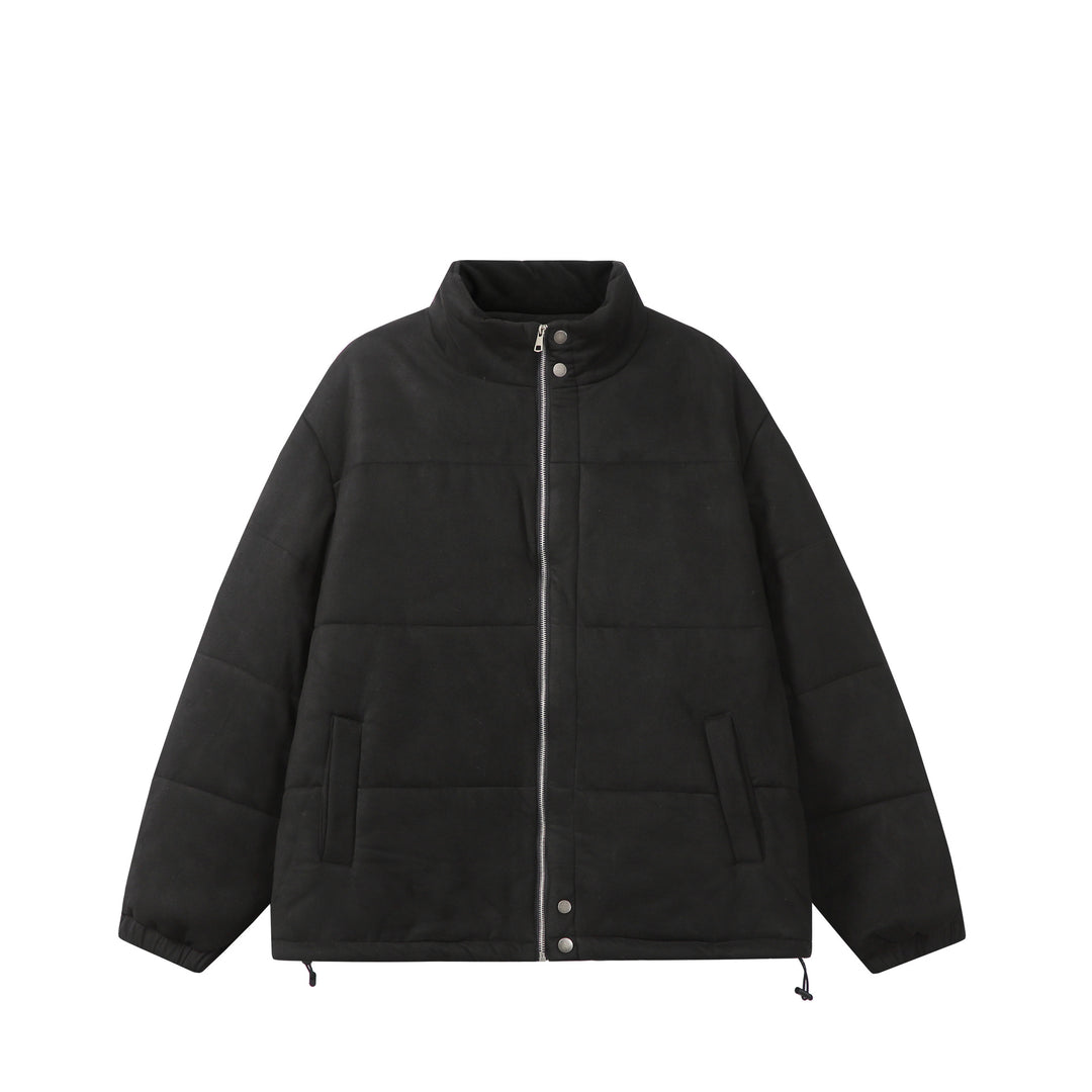 Unisex Boxy‑Steppjacke im Samtfinish mit hohem Funnelkragen und verstellbarem Saum Drune