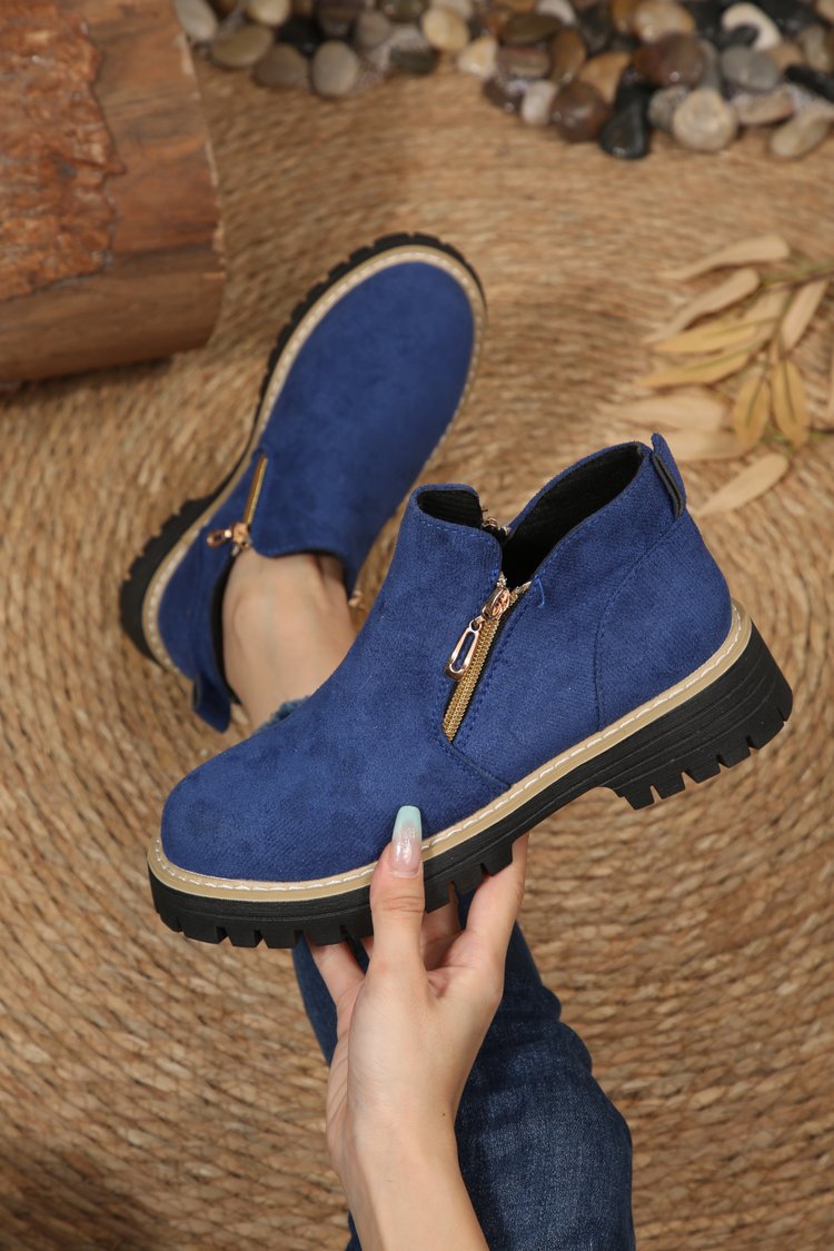 Damen Kurzschaft‑Stiefelette mit grober Profilsohle und seitlichem Reißverschluss Drune