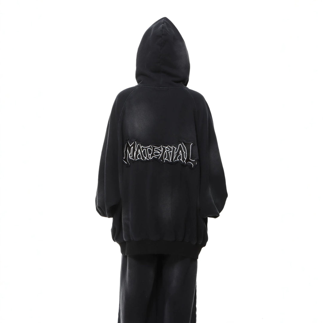Unisex Kapuzenpullover im Oversize‑Cut mit Batik‑Wash und Statement‑Rückenprint Drune