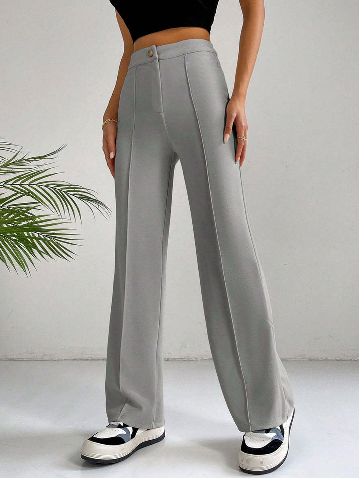 Damen Elegante High-Waist Hose mit seitlichen Nähten und schmalem Schnitt Drune