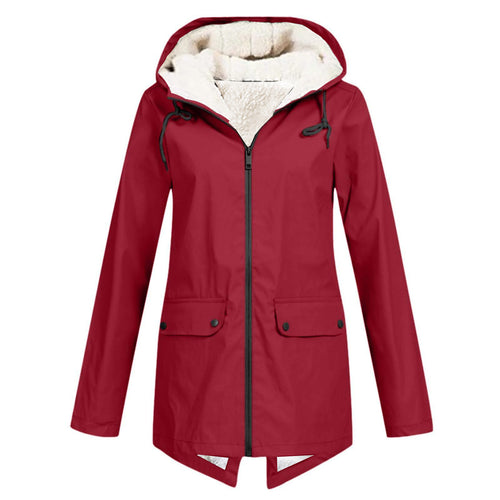 Damen Wasserabweisende Übergangsjacke mit warmem Fleece-Futter und verstellbarem Kapuzenkragen Drune