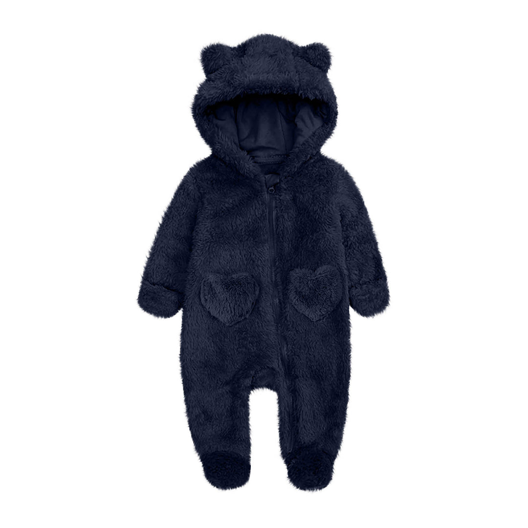 Unisex Fleeceoverall mit Kapuze und Herzaugen Drune