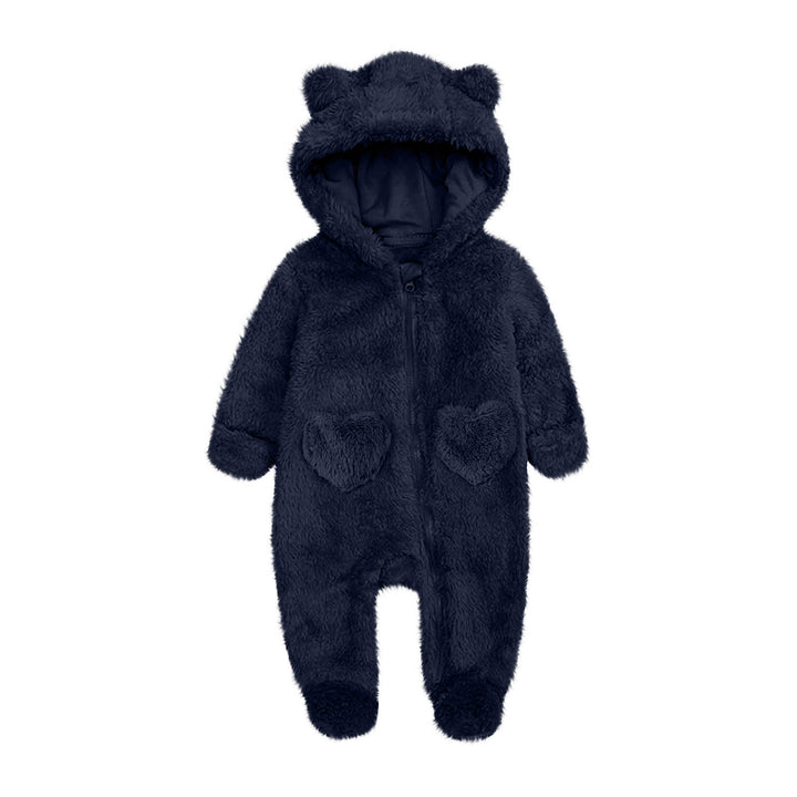 Unisex Fleeceoverall mit Kapuze und Herzaugen Drune