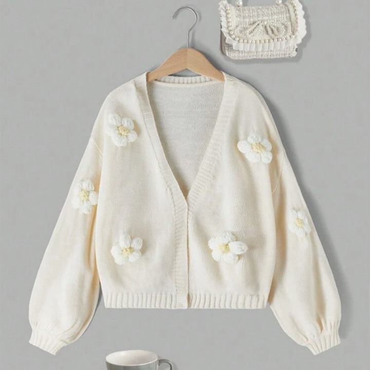 Damen Kurzjacke mit verspielten Blumenapplikationen Drune