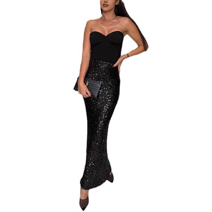 Damen Glitzernder Maxirock mit figurbetontem Schnitt und elegantem Schimmer Drune