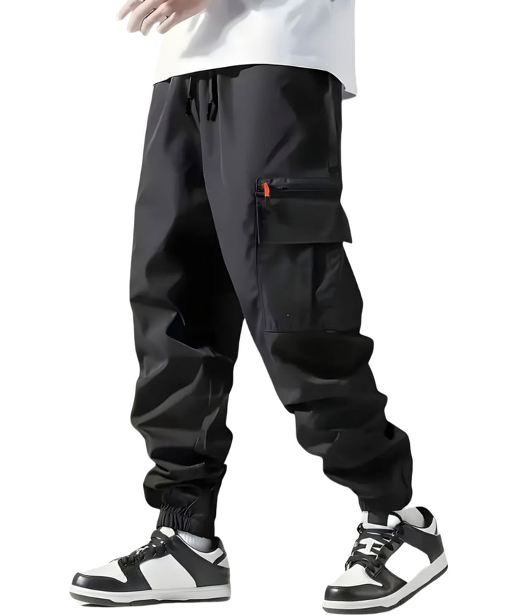 Herren Technische Cargo-Jogginghose mit Reißverschlusstaschen, Tunnelzug und elastischen Knöchelbündchen Drune