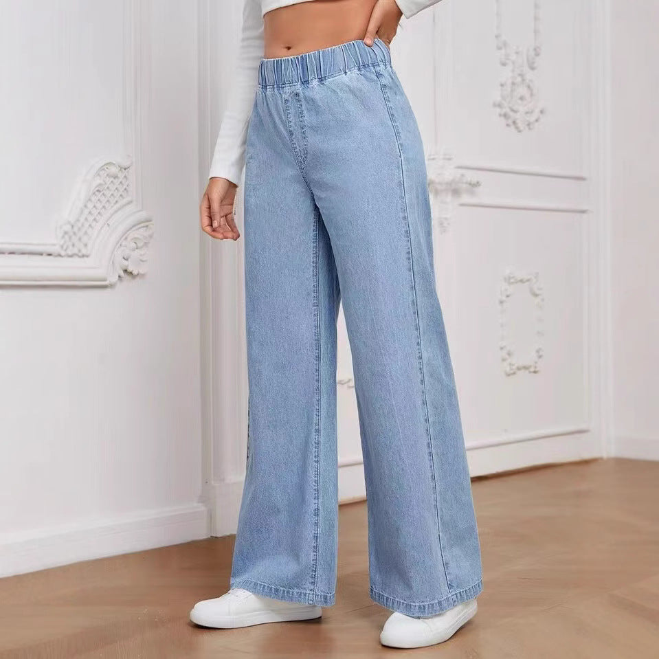 Damen Weite Denim-Hose mit elastischem Bund und lässigem Schnitt Drune