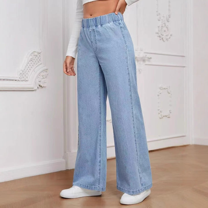 Damen Weite Denim-Hose mit elastischem Bund und lässigem Schnitt Drune