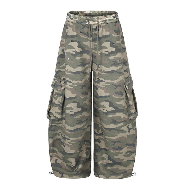 Damen Weite Cargohose im Camouflage-Design mit elastischem Bund und großen Taschen Drune