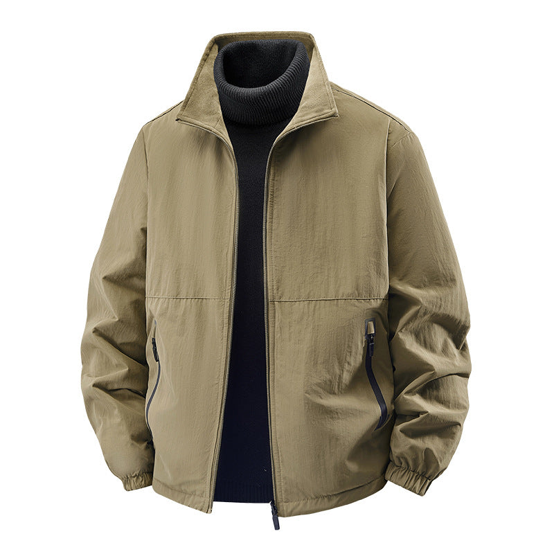 Men's  minimalist stand-collar travel jacket with sealed zip pockets and elastic cuffs Drune