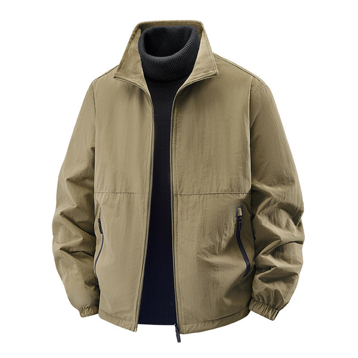Men's  minimalist stand-collar travel jacket with sealed zip pockets and elastic cuffs Drune