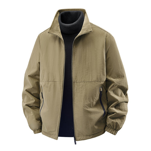 Men's  minimalist stand-collar travel jacket with sealed zip pockets and elastic cuffs Drune