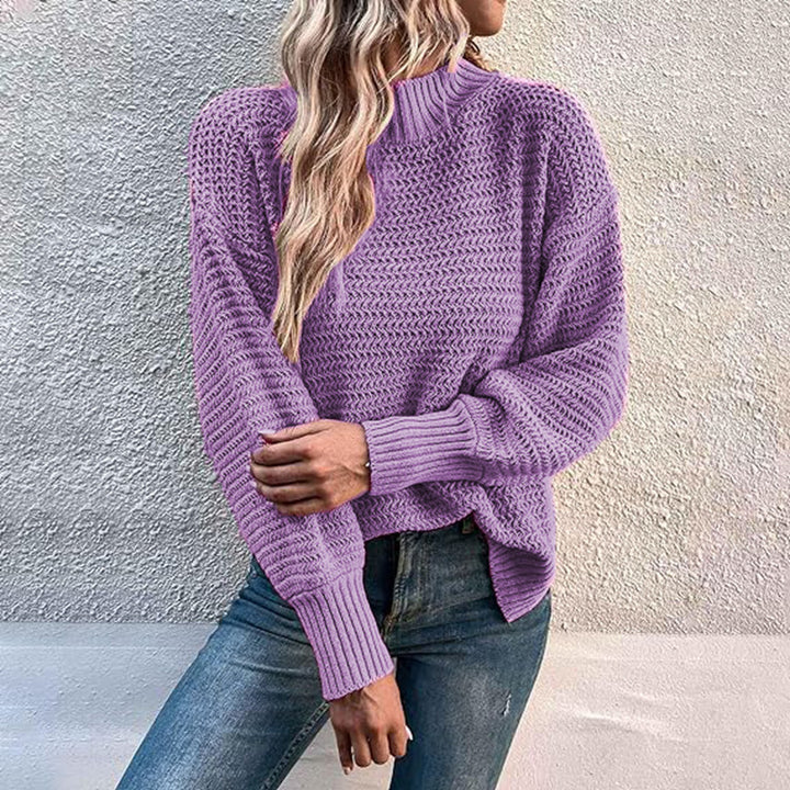 Damen Grobstrickpullover mit hohem Kragen und lässiger Passform Drune
