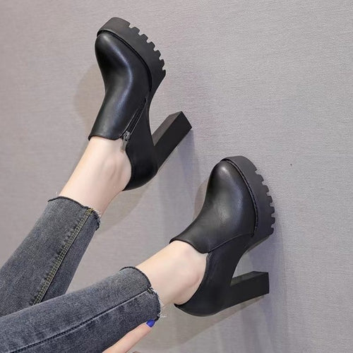 Damen Stilvolle Plateaupumps mit hohem Blockabsatz Drune