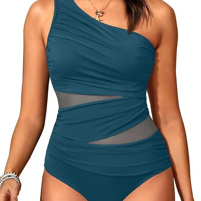 Damen stilvoller Badeanzug mit asymmetrischem Schnitt Drune