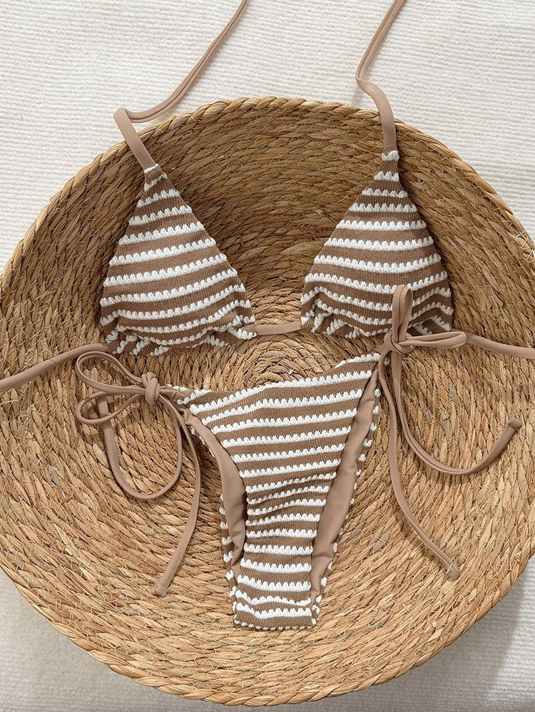 Damen Triangel-Bikini-Set mit verstellbaren Trägern und verspieltem Muster Drune