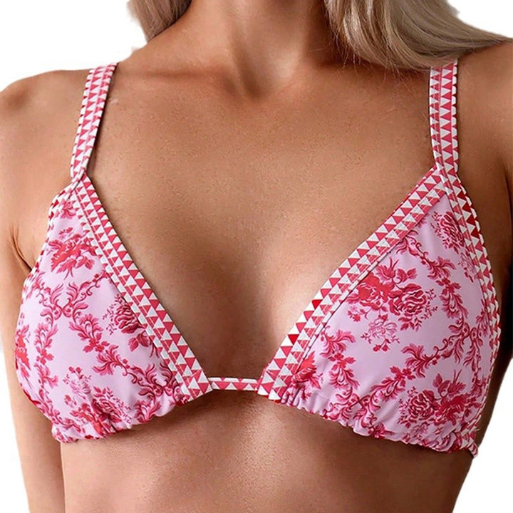 Damen Triangel-Bikini mit floralem Muster und raffinierten Rüschen Drune