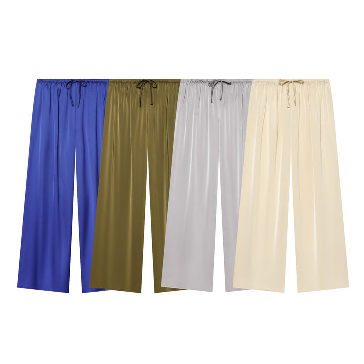 Damen Weite Satin-Palazzohose mit elastischem Tunnelzugbund Drune