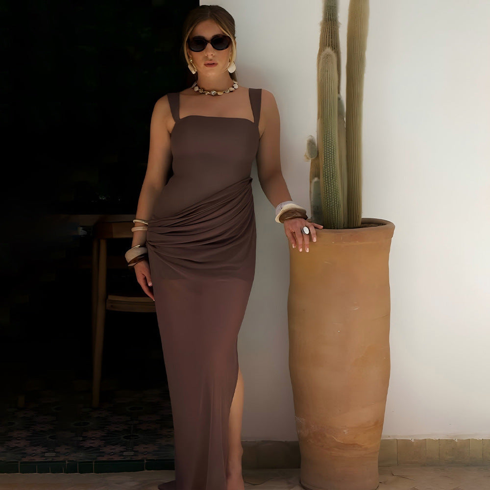 Damen Maxikleid mit elegantem Wickeldesign und verführerischem Schlitz Drune