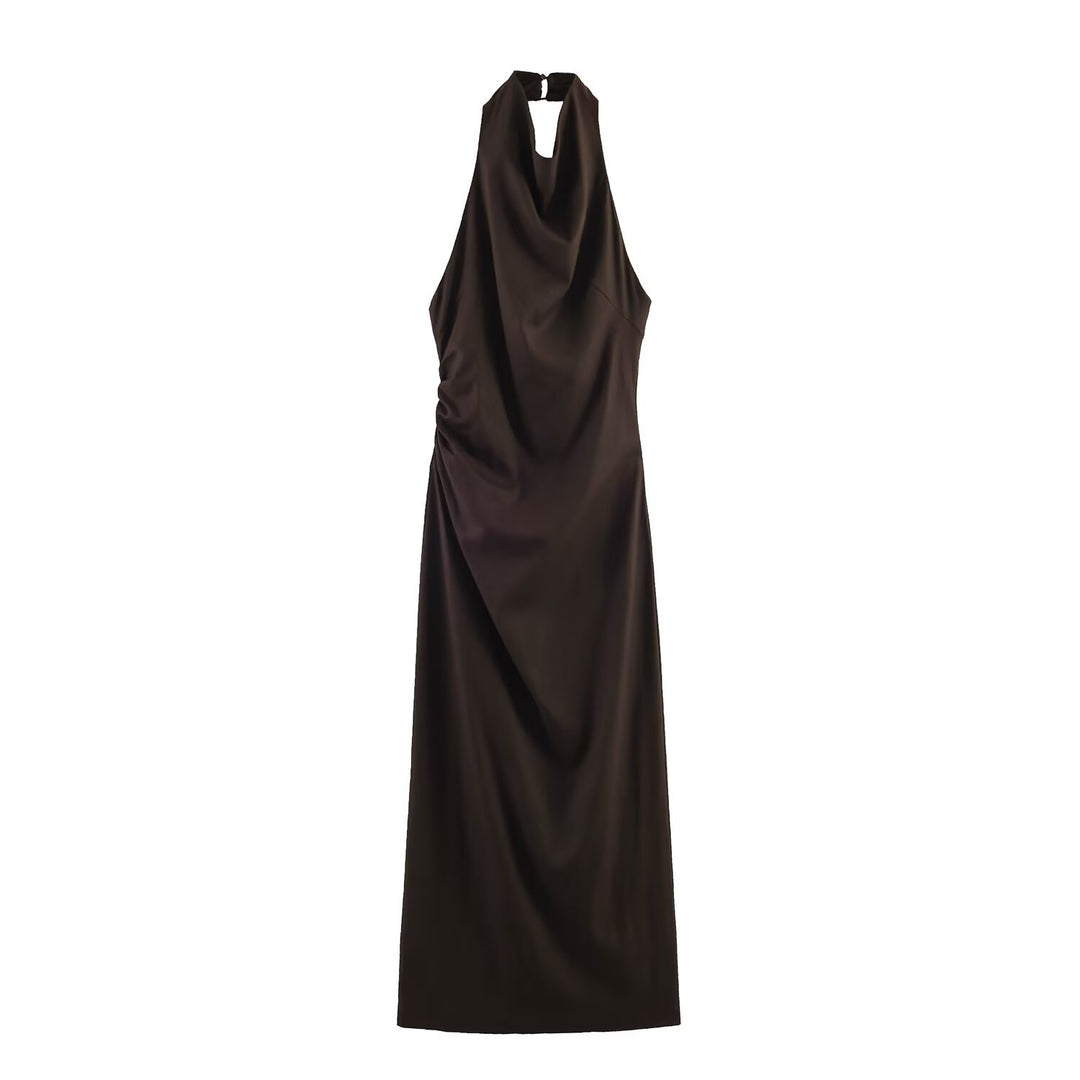 Damen Maxikleid mit elegantem Drapierungsdesign Drune
