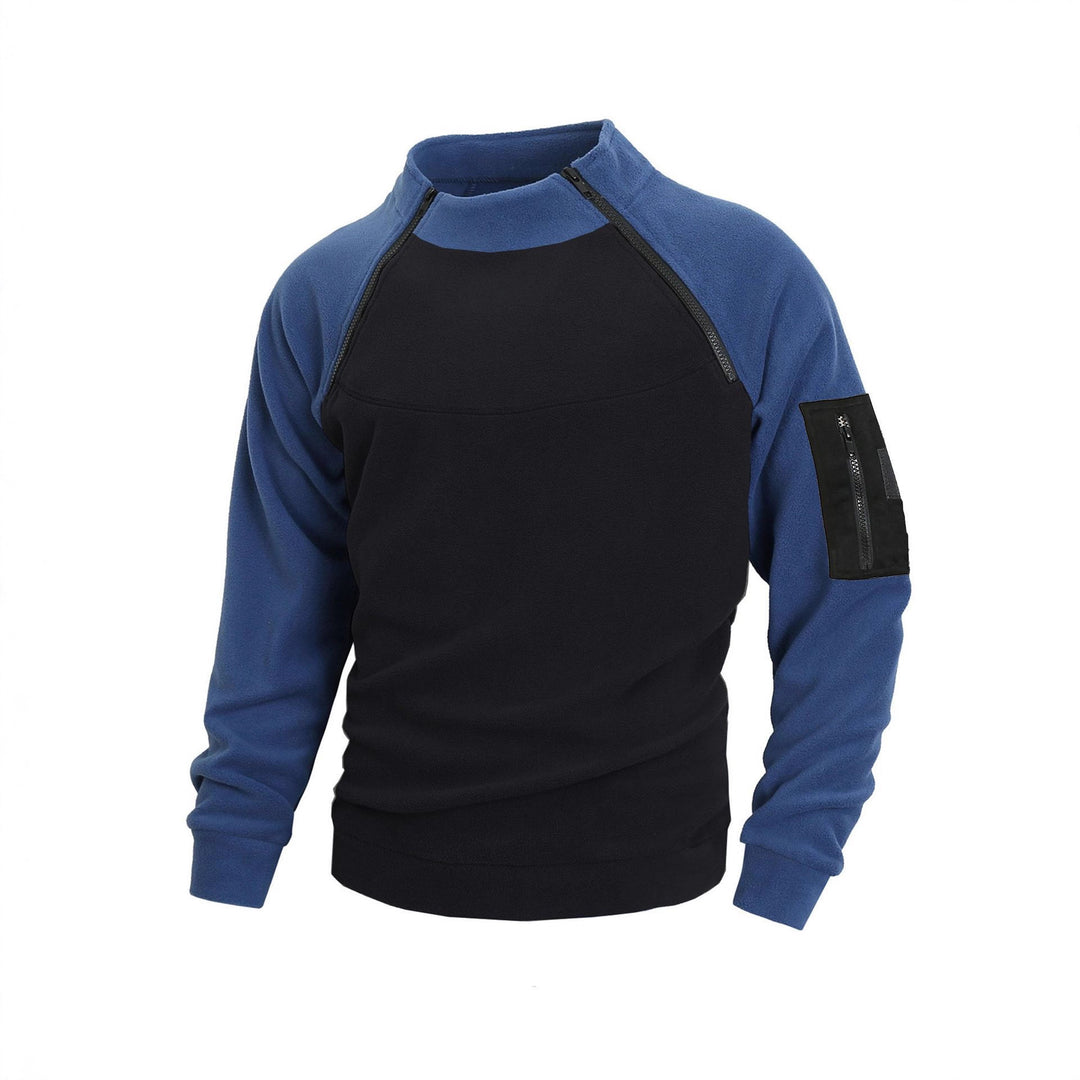 Herren technischer Fleece-Halbzip-Pullover mit asymmetrischen Schulterreißverschlüssen und Reißverschluss-Ärmeltasche Drune