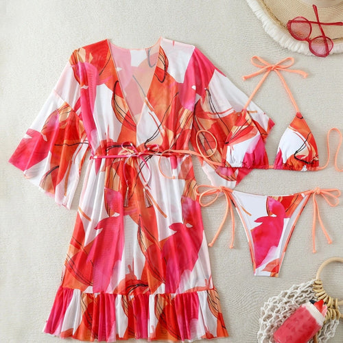 Damen Bikiniset mit floralem Kaftan Drune