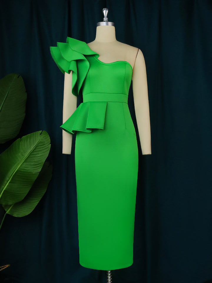 Damen Cocktailkleid mit asymmetrischem Volant Drune