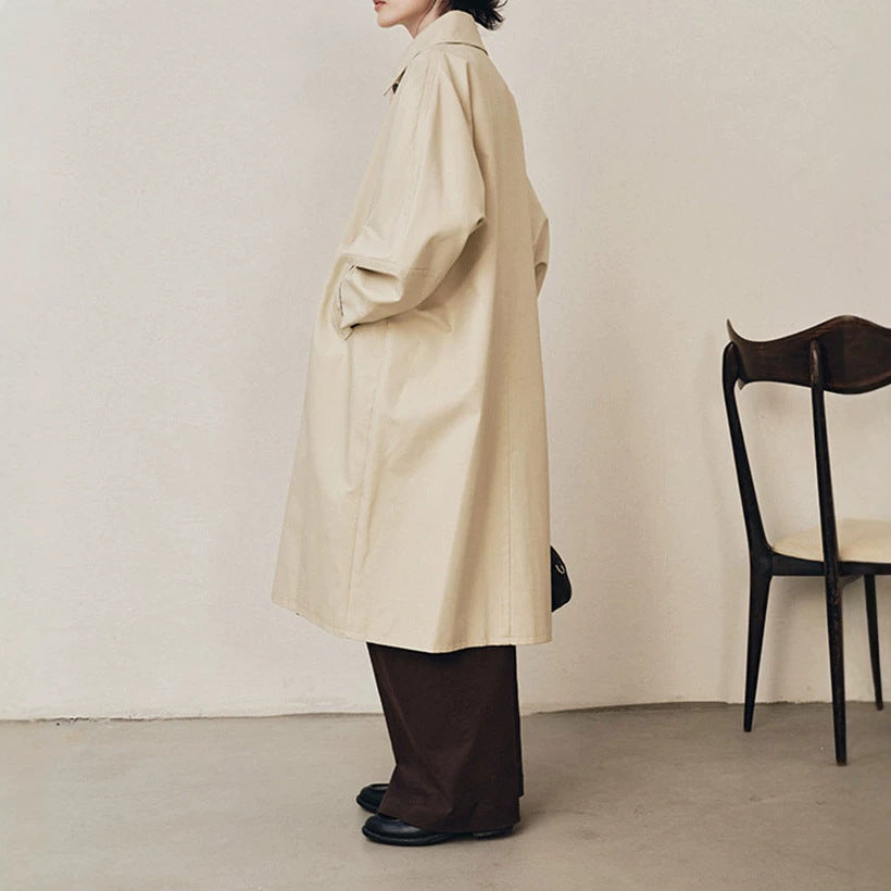 Damen Eleganter Trenchcoat mit Doppelreiher Drune