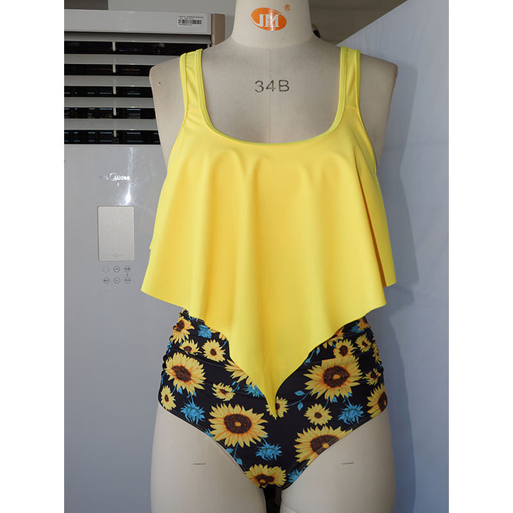 Damen Badeanzug mit modischem Lagenlook und floralem Unterteil Drune