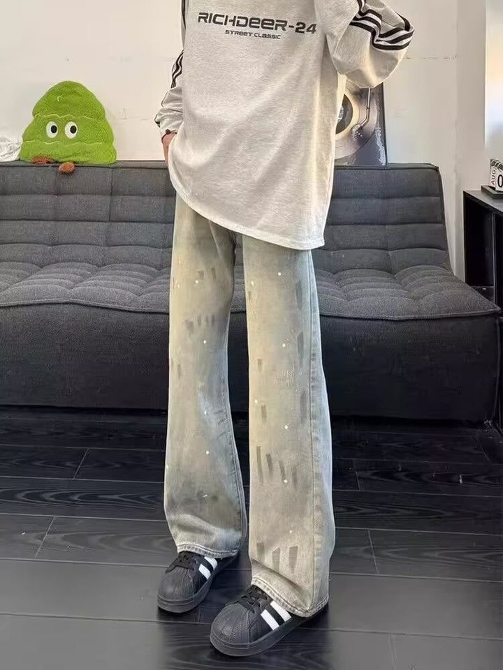 Damen Weit geschnittene Streetwear Jeans Drune