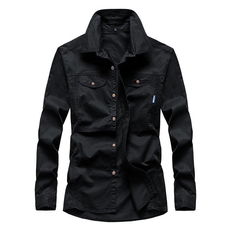 Herren Leichtes Canvas-Fieldshirt mit Brustklappen und Hemdkragen Drune