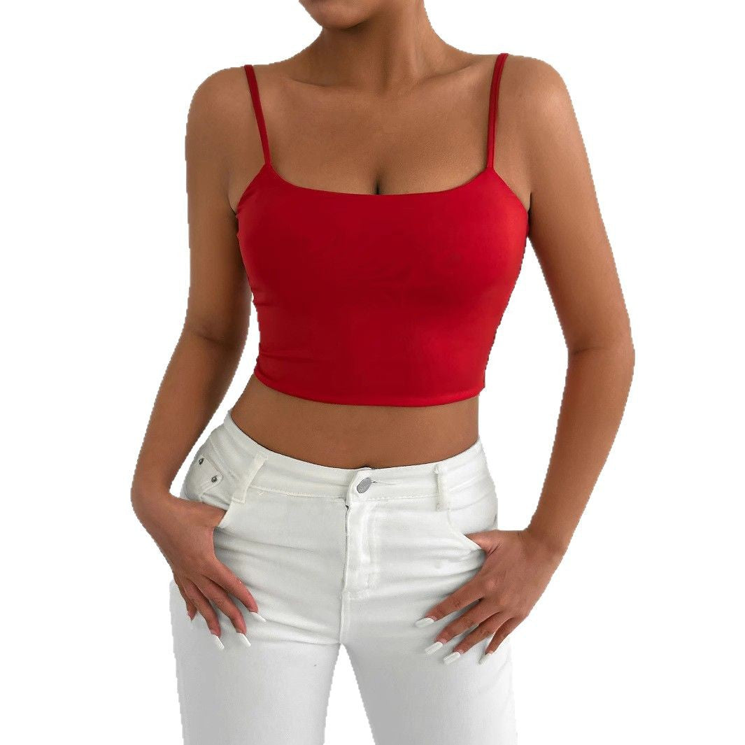 Damen Figurbetontes Crop-Top aus elastischem Material mit Spaghetti-Trägern Drune