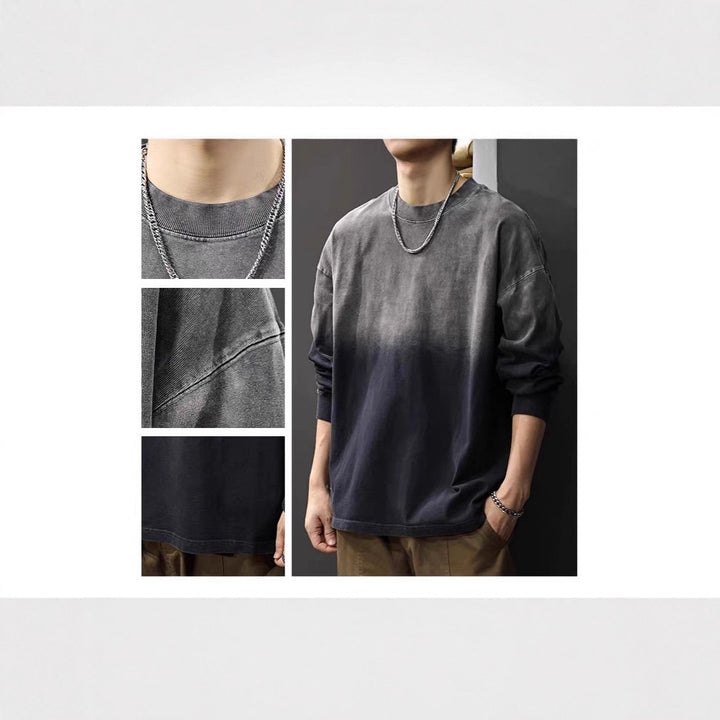 Herren Langarm-T-Shirt mit Ombre-Effekt Drune