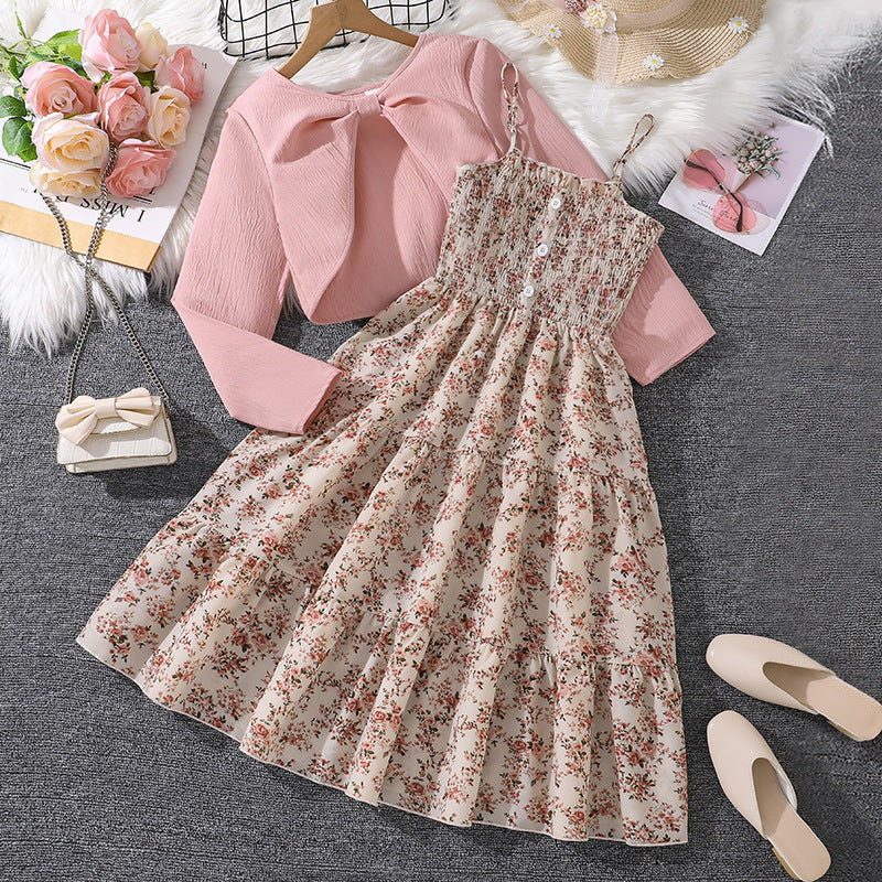 Mädchen Midi-Kleid mit schickem Rüschensaum und modischem Oberteil Drune
