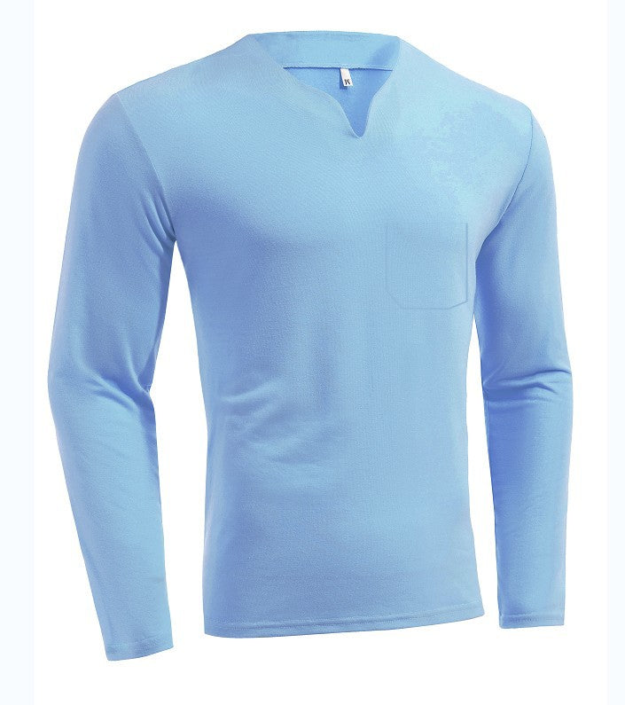 Herren nan Langarmshirt mit V-Ausschnitt Slim Fit Baumwollmix und elastischem Komfortbund Drune