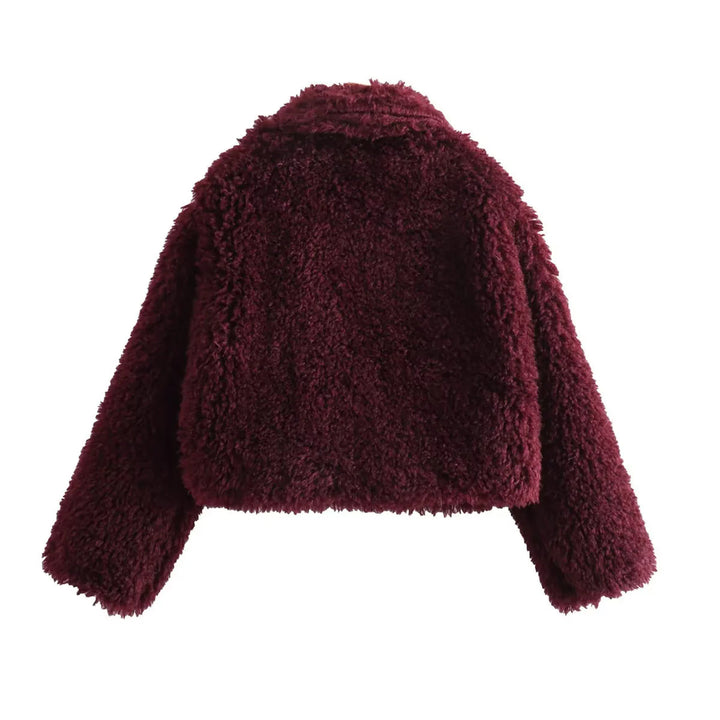 Damen nan kurz geschnittene Teddy-Jacke mit großem Reverskragen und wattiertem Futter Drune