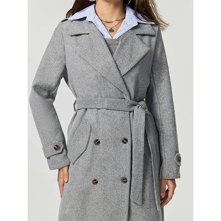 Damen eleganter Wollmantel mit doppelter Knopfleiste und lässigem Schnitt Drune