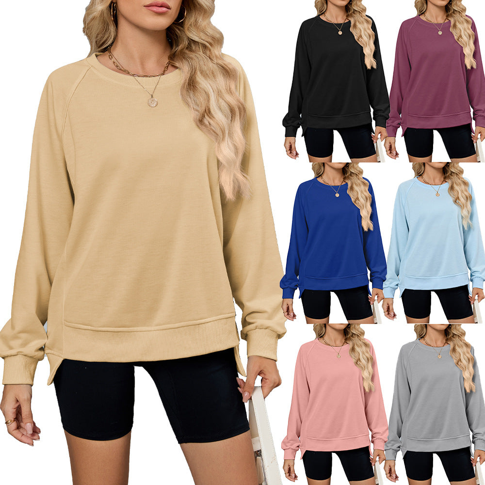 Damen lässiges Sweatshirt mit seitlichen Schlitzen und lässiger Passform Drune