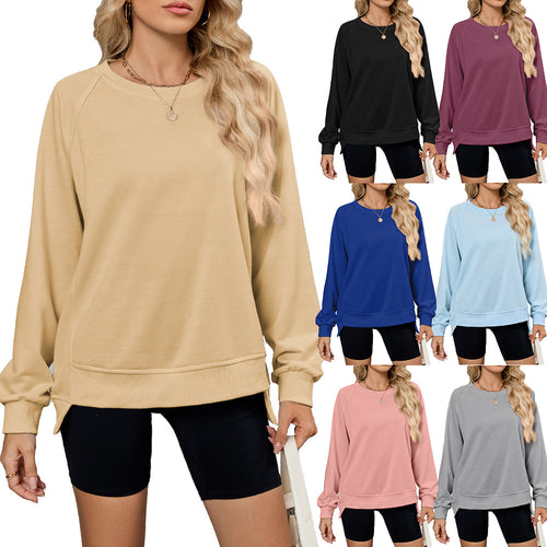 Damen lässiges Sweatshirt mit seitlichen Schlitzen und lässiger Passform Drune