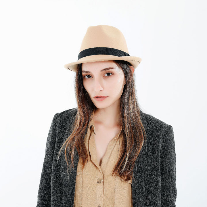 Damen Fedora-Hut aus hochwertigem Wollmix mit stilvollem Band Drune
