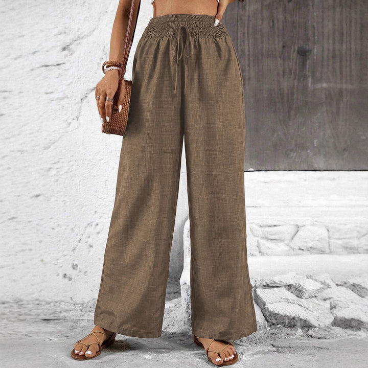 Damen weit geschnittene Sommerhose mit elastischem Bund und Kordelzug Drune