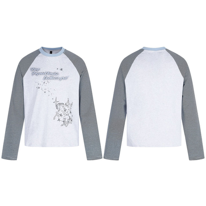 Damen Langarmshirt mit Raglanärmeln und Einhorn-Print Drune