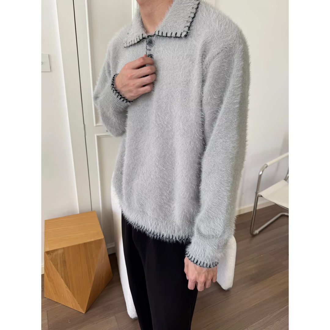 Damen Kuscheliger Grobstrickpullover mit Polokragen Drune