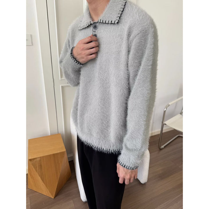 Damen Kuscheliger Grobstrickpullover mit Polokragen Drune