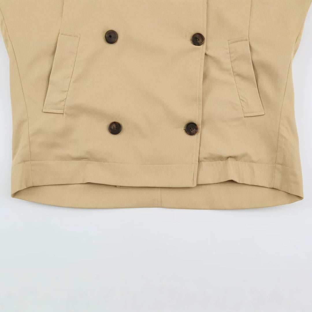 Damen Kurztrenchjacke im Oversize-Schnitt mit doppelter Knopfreihe und Schulterriegeln Drune