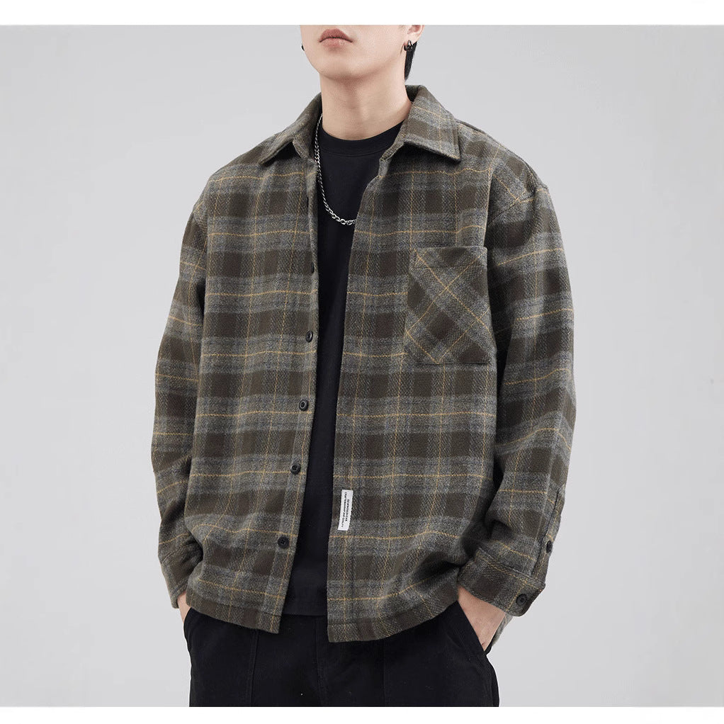 Herren Lässiges Karomuster Hemdjacke Drune