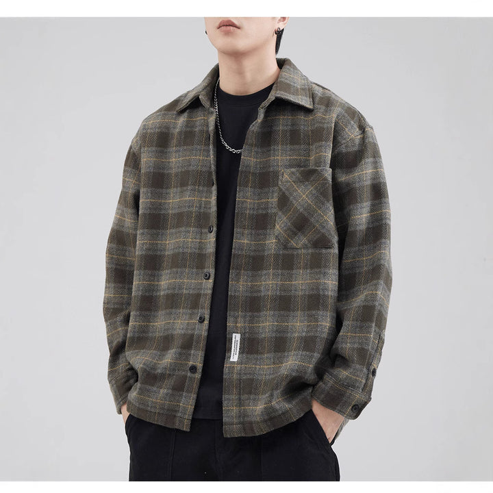 Herren Lässiges Karomuster Hemdjacke Drune