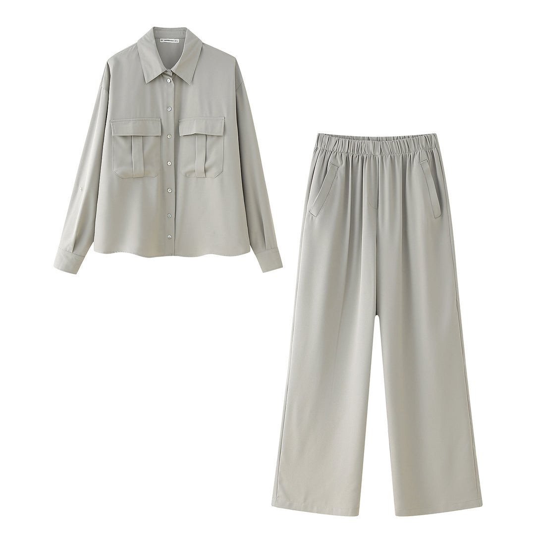 Damen Lockere Blusenjacke und weite Culotte im Set Drune